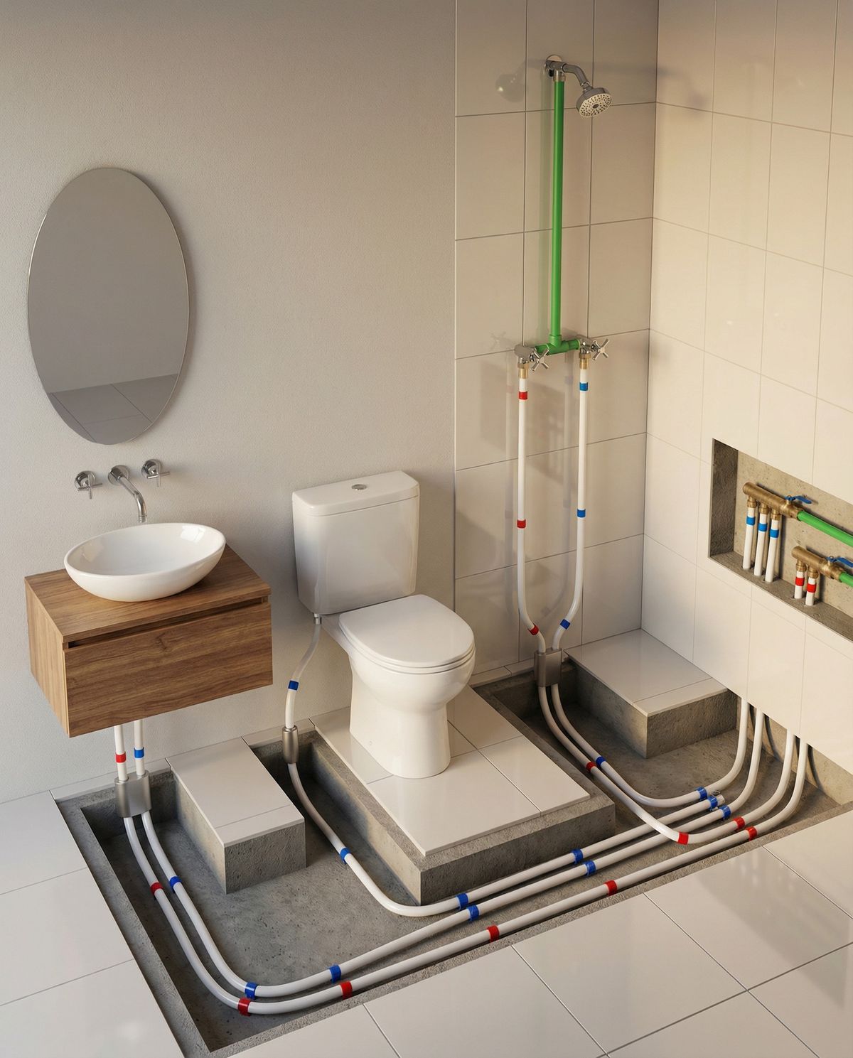 Instalación sanitaria en baño